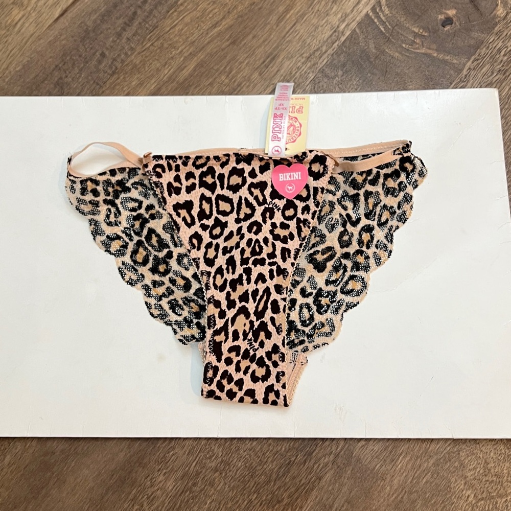 NWT Victoria’s Secret PINK Animal Print Lace Back XLR String Bikini Panty VS XS